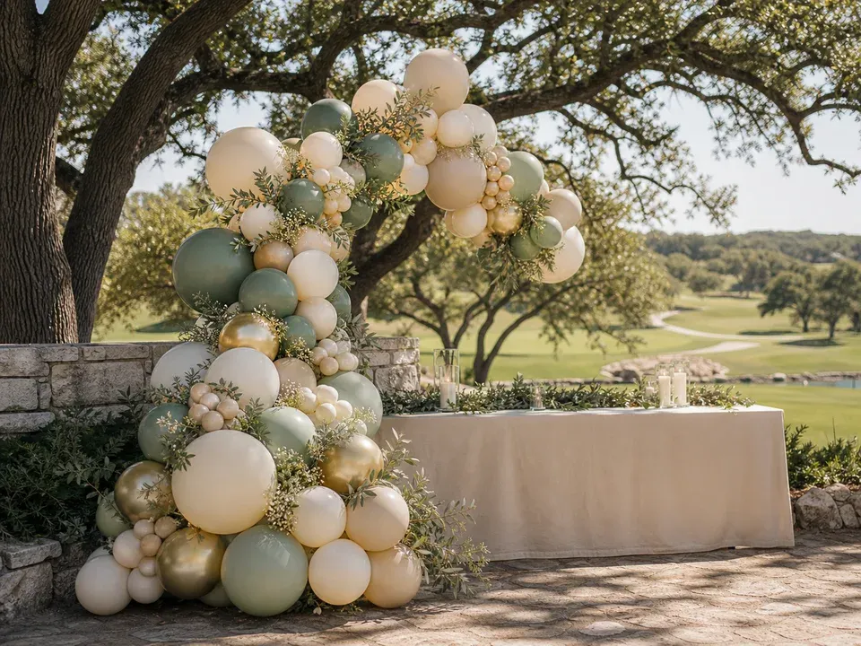 Balloon decor installation for events in Bee Cave, Texas