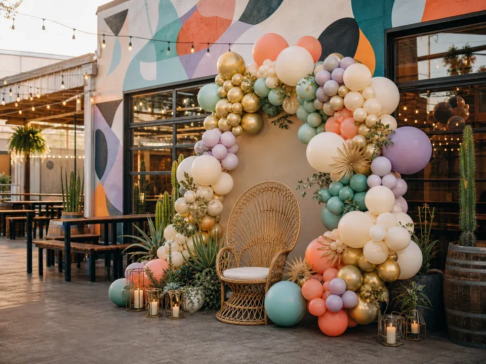 Balloon decor installation for events in South Austin, Texas
